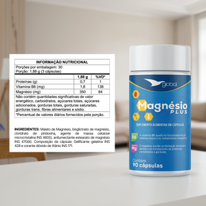 Magnésio Plus – Magnésio e Vitamina B6 – 90 Cápsulas