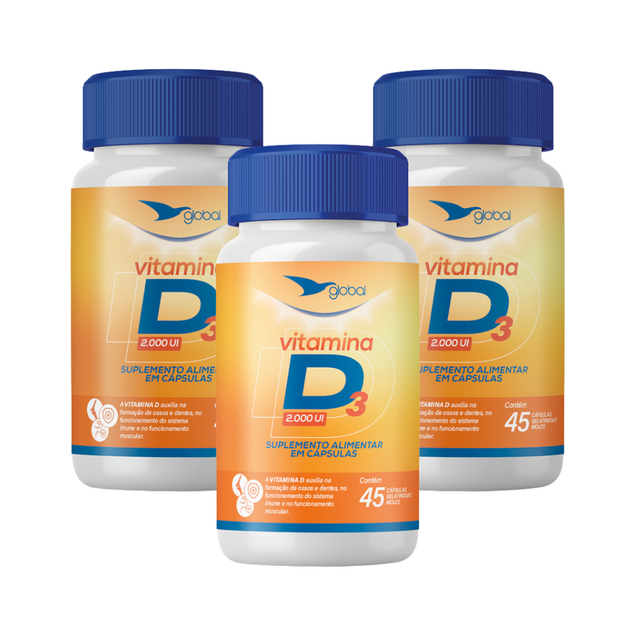 Kit 3 Vitamina D3 2000 UI – 45 Cápsulas