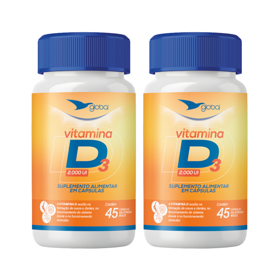 Kit 2 Vitamina D3 2000 UI – 45 Cápsulas
