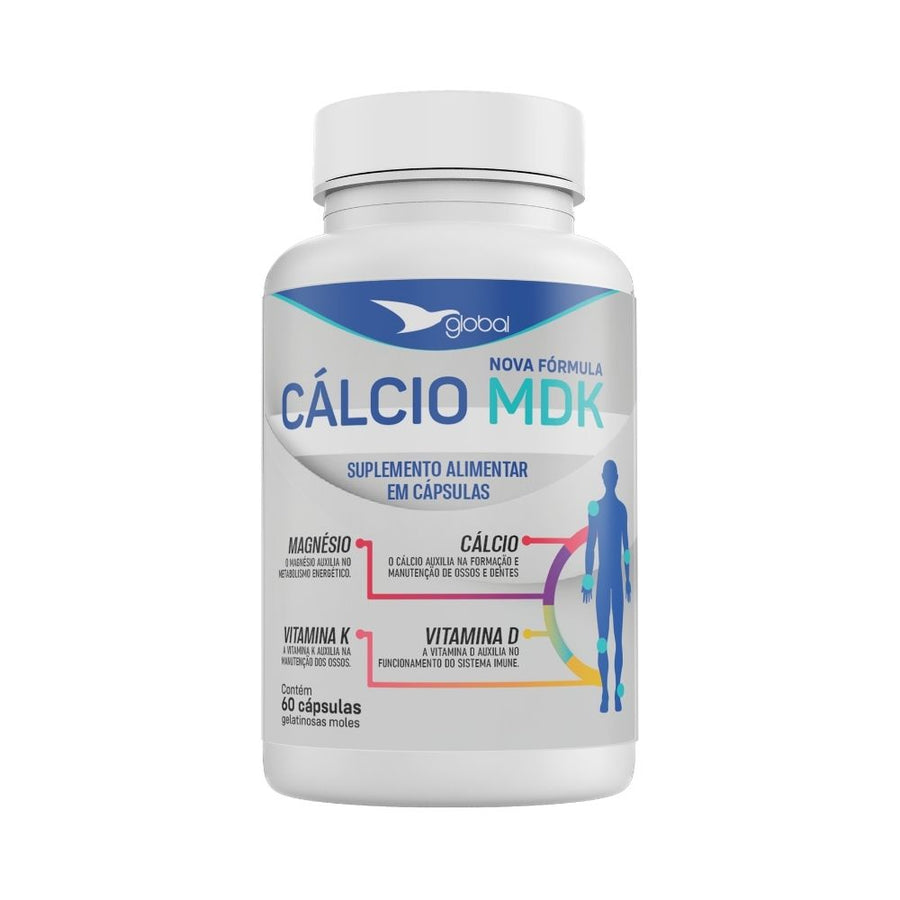 Cálcio MDK – Cálcio, Magnésio, Vitaminas D e K | 60 Cápsulas