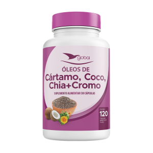 Óleos de Cártamo, Coco, Chia e Cromo - 120 Cápsulas